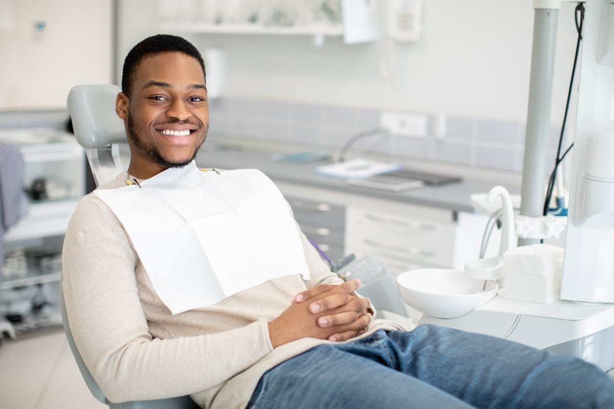 Young man getting ready for a dental visit