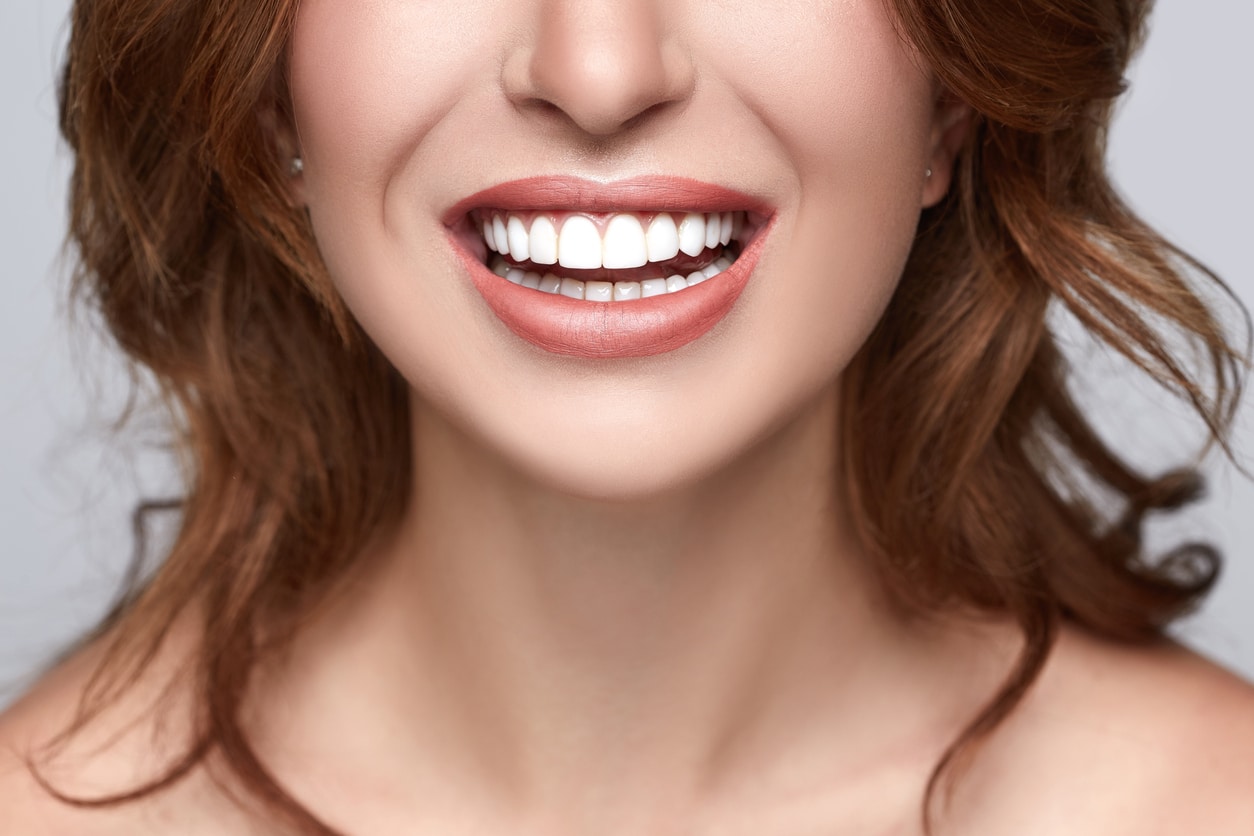 Close look at a woman's perfect smile